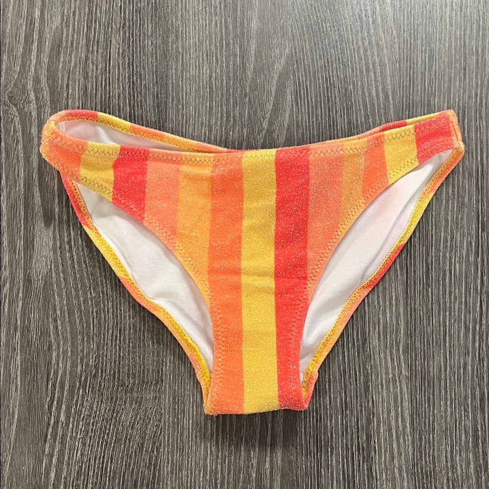 Zara Striped Orange and Yellow Sparkly Bikini Bottom